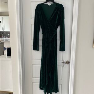 Baltic Born Deep Green Velvet Long Sleeve Dress